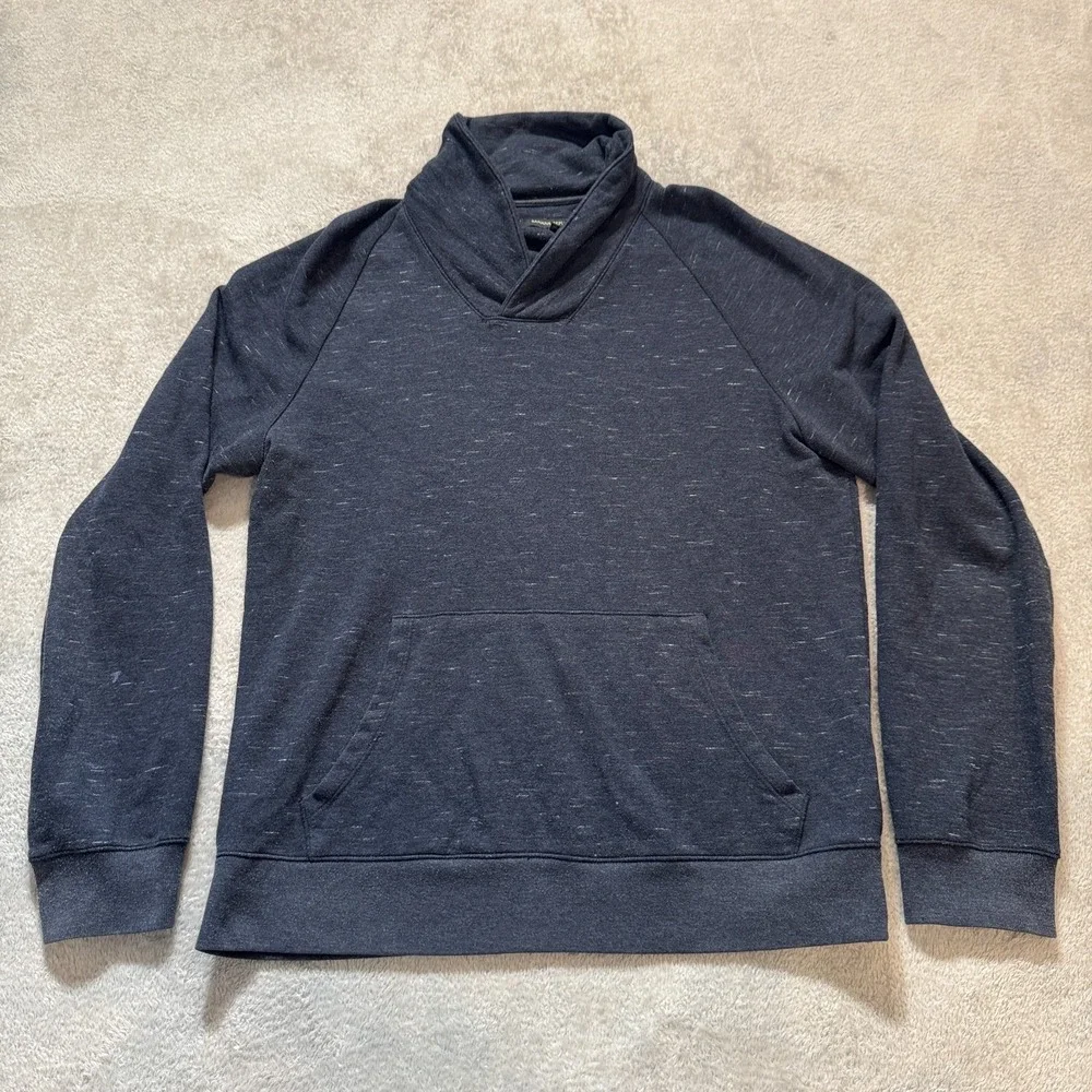 Banana Republic Sweatshirt‎ Mens Medium Blue Pullover Collard Sweater Pocket